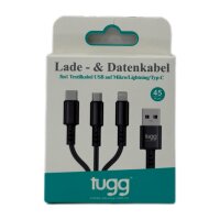 Tugg Fast 45W 3in1 Textilkabel USB auf Micro,Typ-C,...