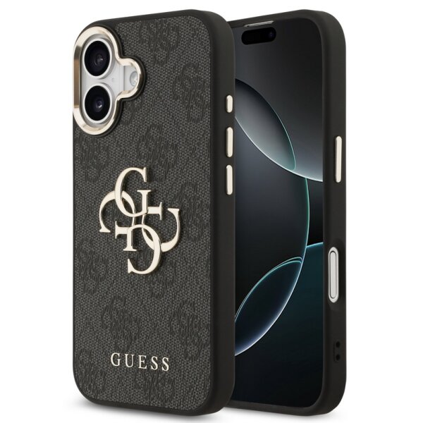 Guess 4G Metal Logo Gold Frame MagSafe Case für Iphone 17 black