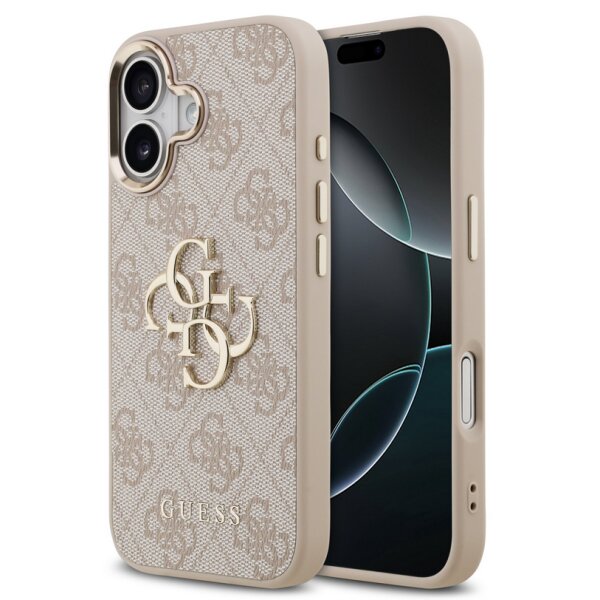 Guess 4G Metal Logo Gold Frame MagSafe Case für Iphone 17 pink