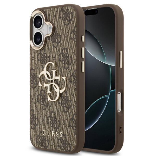 Guess 4G Metal Logo Gold Frame MagSafe Case für Iphone 17 brown