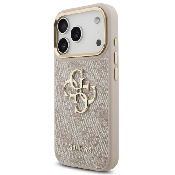 Guess 4G Metal Logo Gold Frame MagSafe Case für Iphone 17 Pro pink
