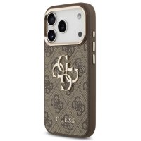 Guess 4G Metal Logo Gold Frame MagSafe Case für Iphone 17 Pro brown
