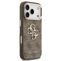 Guess 4G Metal Logo Gold Frame MagSafe Case für Iphone 17 Pro brown