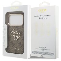 Guess 4G Metal Logo Gold Frame MagSafe Case für Iphone 17 Pro brown