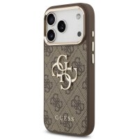 Guess 4G Metal Logo Gold Frame MagSafe Case für Iphone 17 Pro Max brown