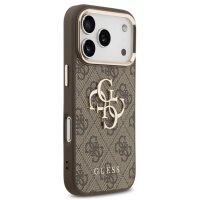 Guess 4G Metal Logo Gold Frame MagSafe Case für Iphone 17 Pro Max brown