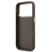 Guess 4G Metal Logo Gold Frame MagSafe Case für Iphone 17 Pro Max brown