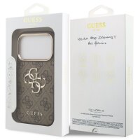 Guess 4G Metal Logo Gold Frame MagSafe Case für Iphone 17 Pro Max brown