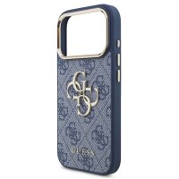 Guess 4G Metal Logo Gold Frame MagSafe Case für Iphone 17 Pro / 18 Pro blue