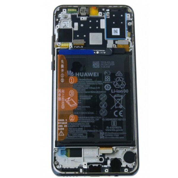 LCD mit Touch & Rahmen Battery Huawei P30 Lite - peacock blue OEM