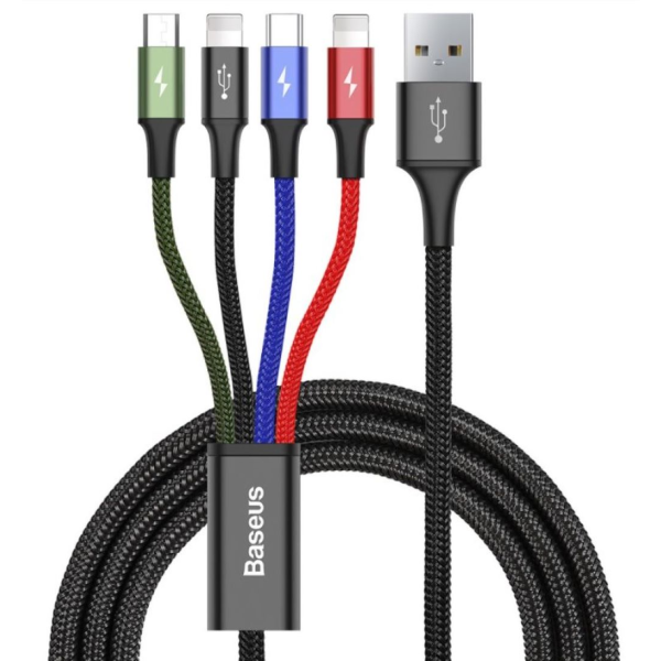 Baseus Fast 4in1 Kabel 2x Lightning, USB-C, MicroUSB 1.2m Black