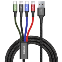 Baseus Fast 4in1 Kabel 2x Lightning, USB-C, MicroUSB 1.2m Black