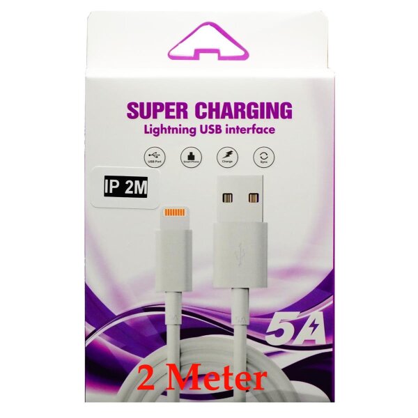 Super Charging USB Lightning Cable 2m für Iphone white