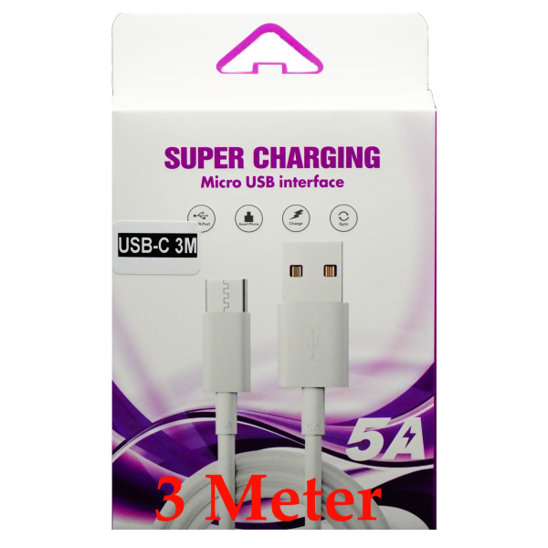Super Charging USB-C Data Cable 3m für Samsung white