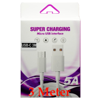 Super Charging USB-C Data Cable 3m für Samsung 3m white
