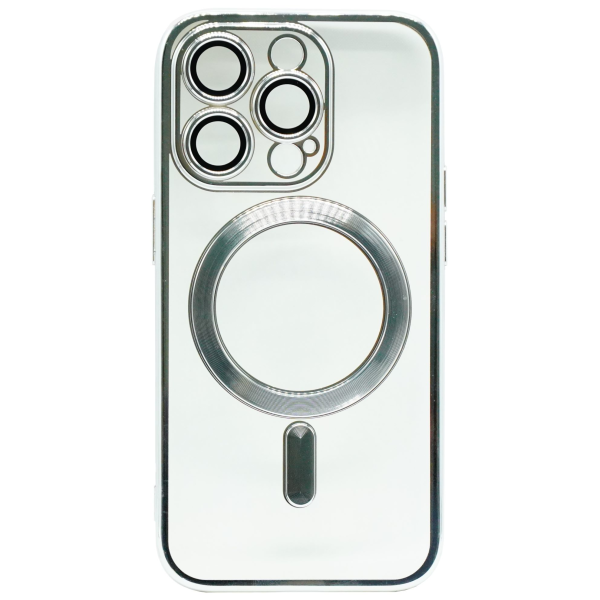 Magnetic Case mit Kamera-Schutzglas für iPhone 13 Pro Silber