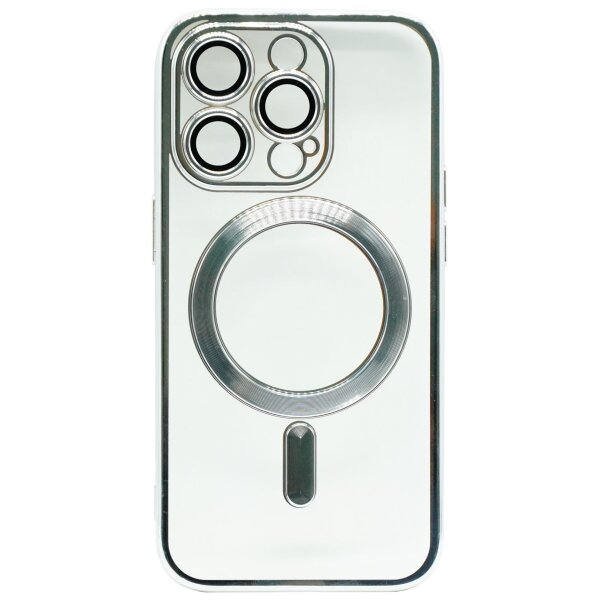 Magnetic Case mit Kamera-Schutzglas für iPhone 13 Pro Max Silber (Bulk)