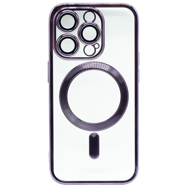 Magnetic Case mit Kamera-Schutzglas für iPhone 14 Pro Dunkellila (Bulk)