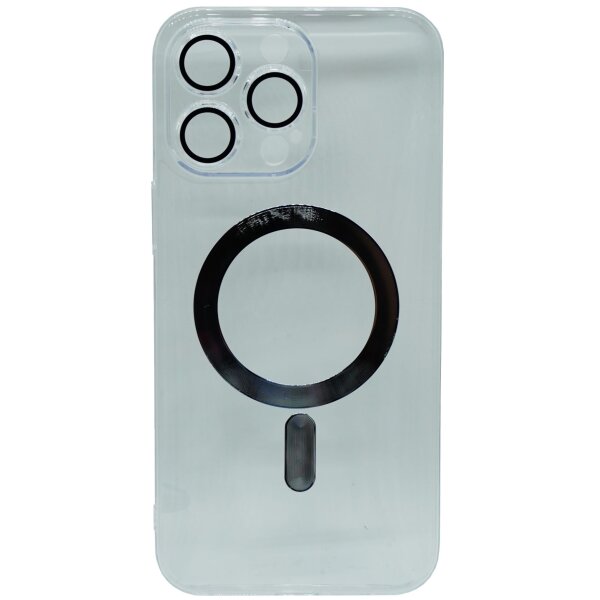 Hard Magnetic Case mit Kamera-Schutzglas für iPhone 14 Pro Max Silber (Bulk)