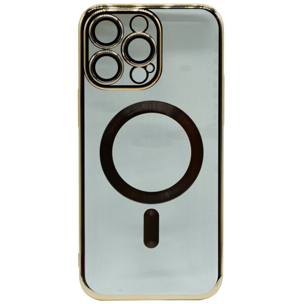 Hard Magnetic Case mit Kamera-Schutzglas für iPhone 14 Pro Max Gold (Bulk)