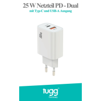 Tugg 25W Netzteil PD-Dual mit Typ-C und USB-A Ausgang