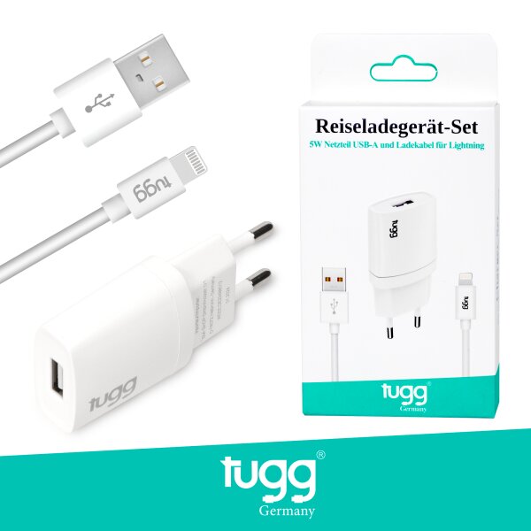 Tugg Reiseladegerät-Set 5W Netzteil USB-A und Ladekabel für Lightning