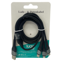 Tugg Fast 3in1 Kabel 2x USB-C, Lightning 1,2m black