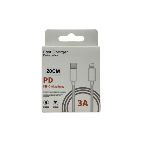 Fast Charger Data Cable USB-C auf Lightning 20cm für Iphone white